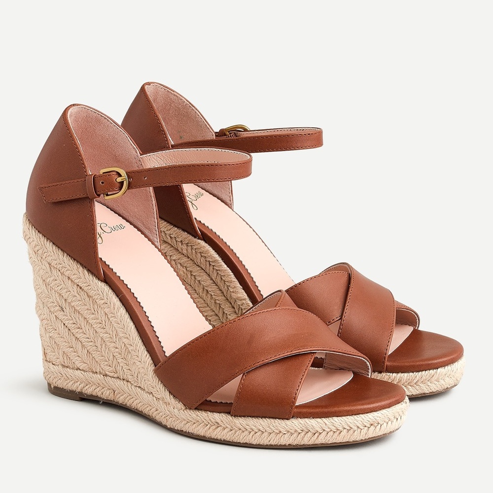 J. Crew Jute Leather Wedge Espadrilles